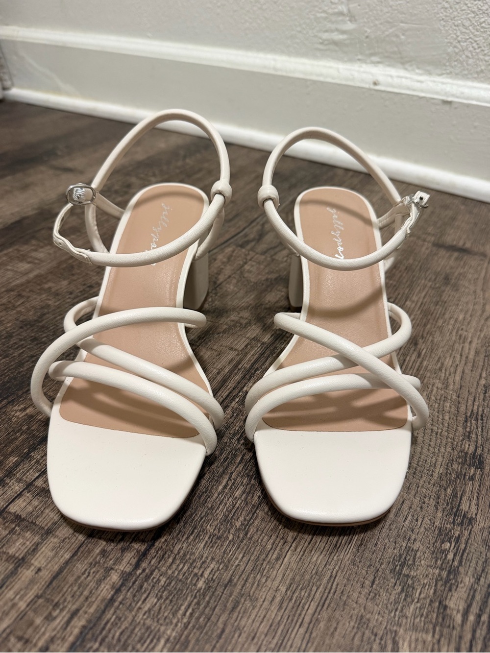 Jellypop White Strappy Block High Heel